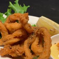 Fried Calamari  · Japanese style deep fried calamari squid. Comes with mayonnaise with shichimi spice. Goes we...