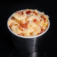 Sam'S Bacon Mac N' Cheese · Macaroni in a 3 cheese blended sauce, topped with parmesan and bacon crumbles