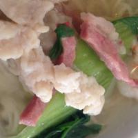 Wonton Soup with choice of toppings · 10 dumplings with mini baby choy in clear house broth