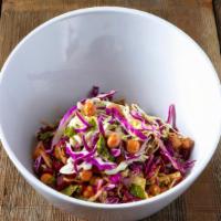 Beets & Cabbage Salad · Beets, garbanzo beans, cabbage, cilantro mint chutney and lemon olive oil dressing on the si...