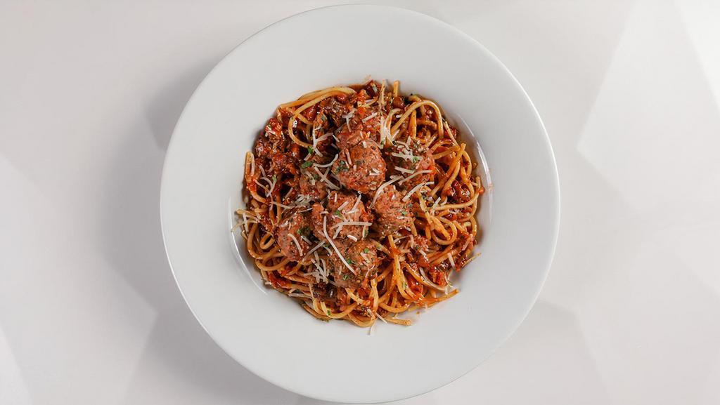 Mom'S Ricotta Meatballs & Spaghetti With Bolognese Sauce · House-made beef, veal, pork & ricotta meatballs, romano, spaghetti (950 cal.).