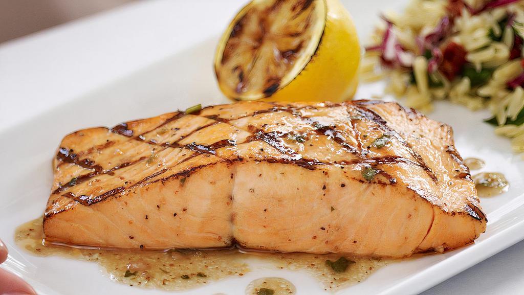 Grilled Salmon* · 530 cal.•Consuming raw or undercooked animal foods (such as: meats, poultry, seafood, shellfish or eggs) may increase your risk of contracting foodborne illness, especially if you have certain medical. conditions. May be cooked to order.