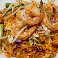 Pad Thai · Sautéed noodles with egg, bean cake, bean sprouts, onion, and crushed peanuts.