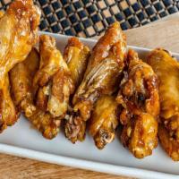 Wings (18) · Choose 3 sauce choices, 3 dipping sauces.