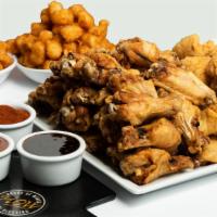 Party Pack Wings 96 · Choice of 4 sauces, Choice of 2 dipping sauce. 16 oz each