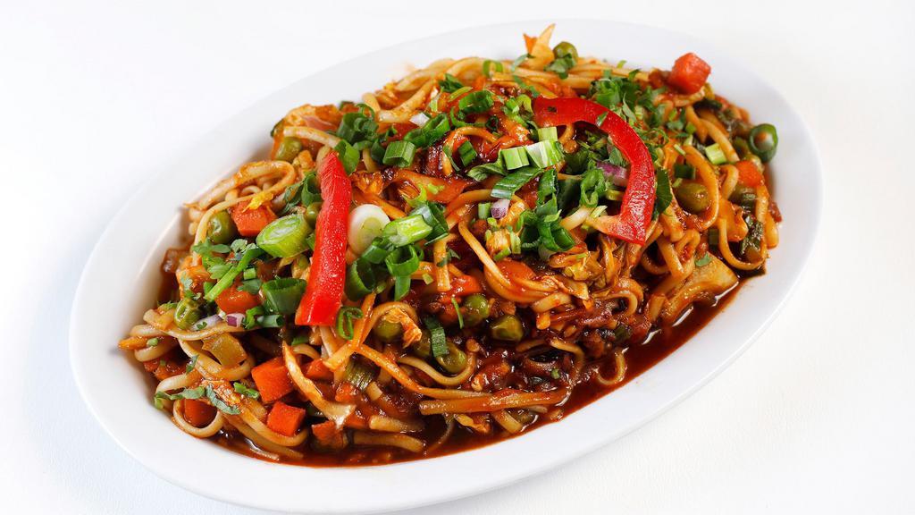 Veg Chow Mein · Noodles sautéed with garlic, ginger, vegetables and soy sauce.