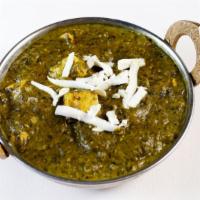 Saag Lamb · Healthy preparation consisting of Lamb prepared with Indian spices and spinach.