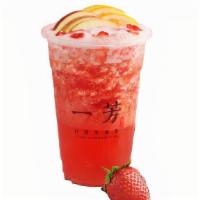 Strawberry Fruit Tea 草莓水果茶 (+L) · LARGE SIZE only. Ice blended drink (fixed ice). Yifang mountain tea with organic strawberrie...