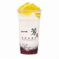 Red Bean Mochi Cake Latte 蜜紅豆粉粿鮮奶 · A traditional Taiwanese mochi style sweet cake mixed with premium Wandan sweet red bean with...
