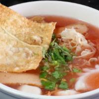 Yen Ta Fo Noodle Soup · Noodle with shrimp, calamari, imitation crab meat, fish balls, sliced fish cakes, white mush...