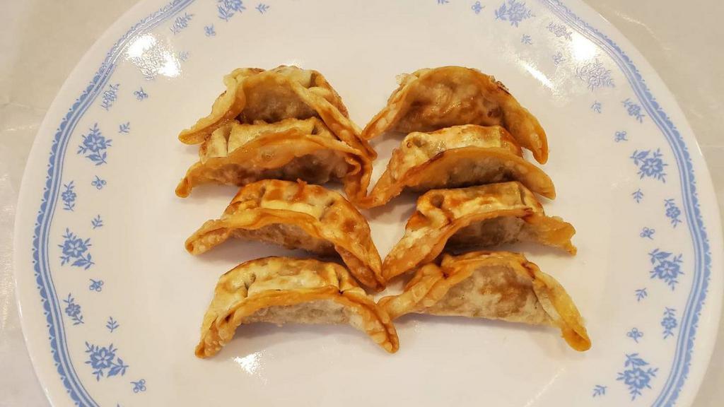 Fried Vegetable Dumpling · Fillings: spinach, carrots, cabbage, corn, water, chestnut, soaked mushroom, soybean oil, seasame oil, cilantro, ginger, soy sauce, white pepper.