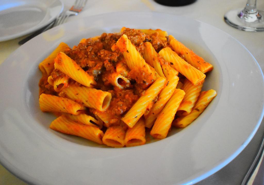 Rigatoni Alla Piemontese · Italian sausage, ground beef, marinara sauce
