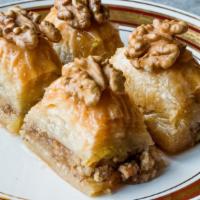 Walnut Baklava · Made fresh daily, sweet and flaky pastry filled with walnuts.