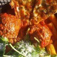 Meatball Plate · House-made Turkey Meatballs with our house-made Marinara with fresh arugula greens and shave...