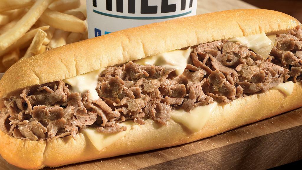 Cheesesteak · Thinly sliced steak cooked to order with melted white American cheese on a genuine Amoroso roll.