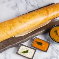 Plain Dosa · South Indian thin crepe made with fermented rice and lentil batter served with tomato, cocon...