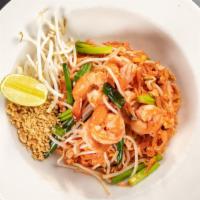 Pad Thai  · Stir-fried rice noodle with bean sprout, onion, chopped peanuts, and a pad Thai sauce.