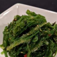 Seaweed salad · Seaweed served w/ marinated cucumber & ponzu