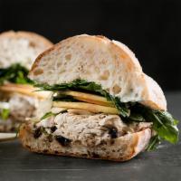 SONOMA · Roasted chicken, shaved seasonal apple, goat cheese, pickled fennel, arugula, and walnut cur...
