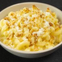 MAC N CHEESE · Topped with breadcrumbs.