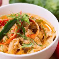 Panang Curry · Bell peppers and basil.