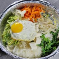 BIBIMBAB · vegetables, tofu, and fried egg over rice
