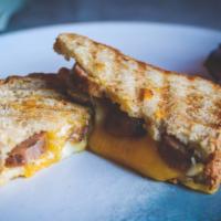 Chicken Sausage Grilled Cheese · Gluten-free bread, mayo, chicken sausage, organic cheddar cheese, and organic pepper jack ch...