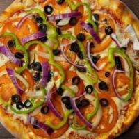 Vegetarian Special · Fresh tomatoes, bell peppers, red onions, black olives & mushrooms.