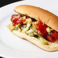Hot Dog · Beef frank with choice of condiments
