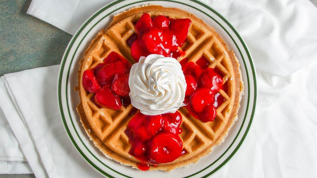 Strawberry Waffle · Strawberry topping & whipped cream. 569-1049 cal.