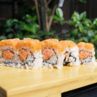 Fantasy Roll · Spicy Tuna with Tempura Bits and Spicy Yellowtail on top