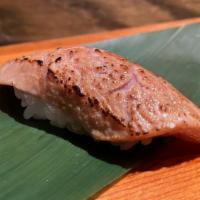 Aburi Toro · garlic soy marinaded bluefin toro then lightly seared