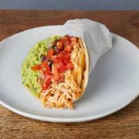 CRISPY POLLO * · One taco with a grilled crispy corn tortilla wrapped in a soft corn tortilla. With Jack chee...