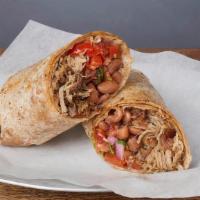 MEXICAN BURRITO * · Pinto beans, pico de gallo, and your choice of meat