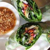 Fresh Summer Rolls · Salad rolls with shrimp and noodle, with sweet sauce and peanut.