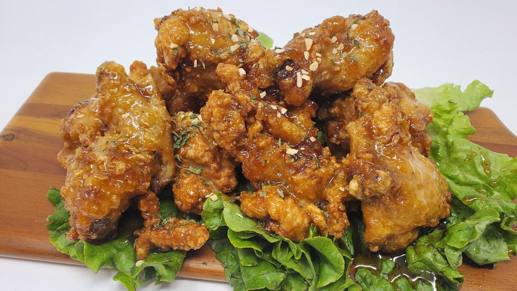 Soy Garlic Fried Wings · Deep fried chicken wings glazed with soy garlic sauce.
10 pieces