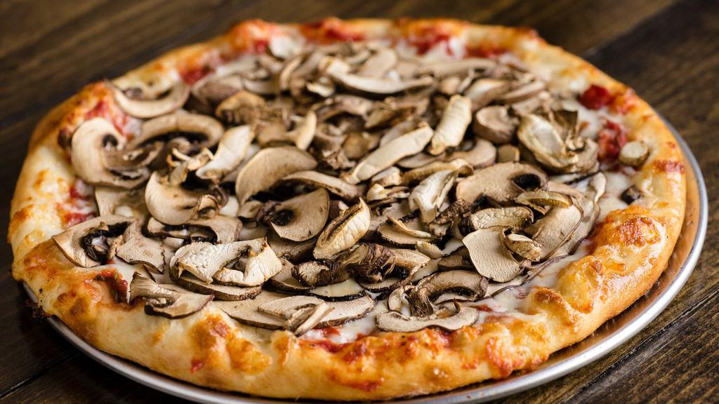 Mushroom · 18 inch pizza with two mushrooms.