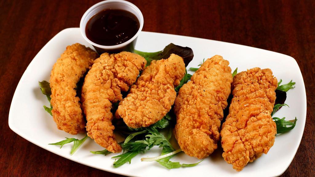 Chicken Tenders · Served with BBQ sauce.