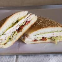 South Beach Special · Turkey, provolone, artichoke hearts, sun dried tomatoes, and basil spread.