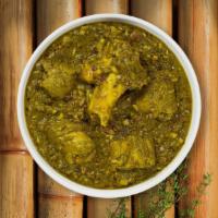 Saag Seeker Lamb · Lamb cooked in spinach curry.