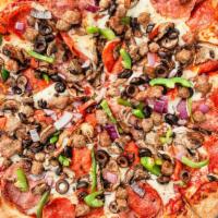 Amigos Combo Climax (Meat) · Mozzarella, salami, pepperoni, mushrooms, bell pepper red onion, black olive, ground beef, I...