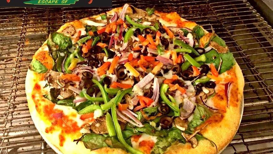 Amigos Veggie Garden (Vegetarian) · Choice of any sauce, mushrooms, red onion, spinach, green onion, bell pepper, black olives.