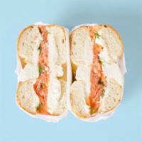 Bagel With Lox · Choice of bagel with cream cheese and salmon lox.