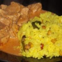 Chicken Tikka Masala & Lemon Rice · Warm spices, rich tomatoes, cashew cream, dates, cayenne, lemon, and freshly roasted Indian ...