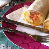 7. Breakfast Burrito with Meat · Ham, Bacon Sausage, or Turkey.