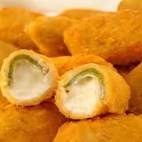 JALAPENO POPPERS · 10 PIECES FILLED WITH CREAM CHEESE AND SLICED JALAPENO AND A RANCH DIP ON THE SIDE