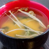 Miso Soup · enoki mushroom, fermented soy bean, soft tofu, green onions