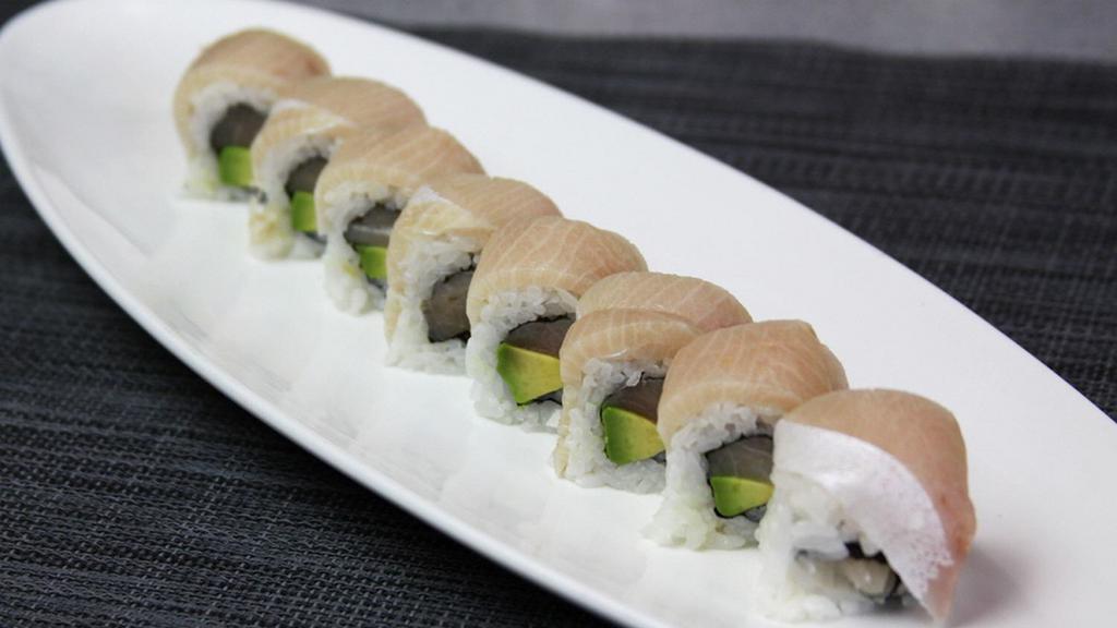 Double Hamachi · Yellowtail and avocado topped with yellowtail.