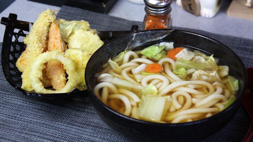 5. Tempura Udon · Noodle cooked in broth with tempura and vegetables.