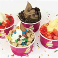 Family 4 Pack · 4 Small Frozen Yogurt or Sorbet Cups + 8  Dry Toppings
